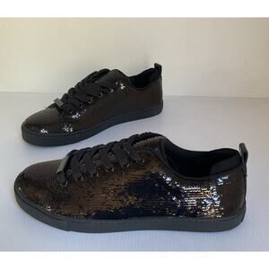 Aldo Merane-N Black Sequin Party Sneakers Women’s 7.5 Sparkle Shoes